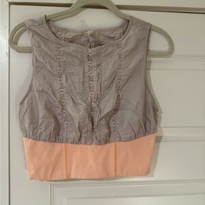 Free People Movement Women's Sleeveless Lace Detail Top - Gray and Peach